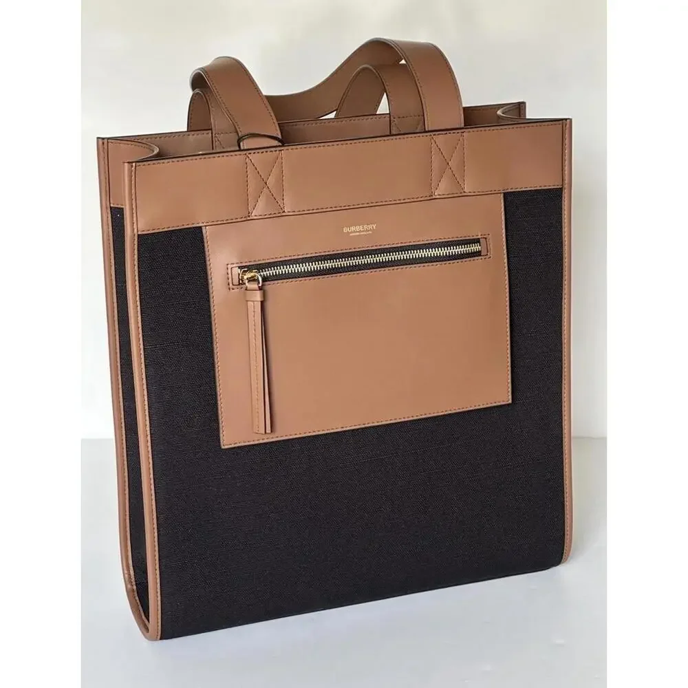 BNWT Burberry Manzon Tote Shoulder Bag Black/Dark Brown $1,350 - Picture 1 of 9